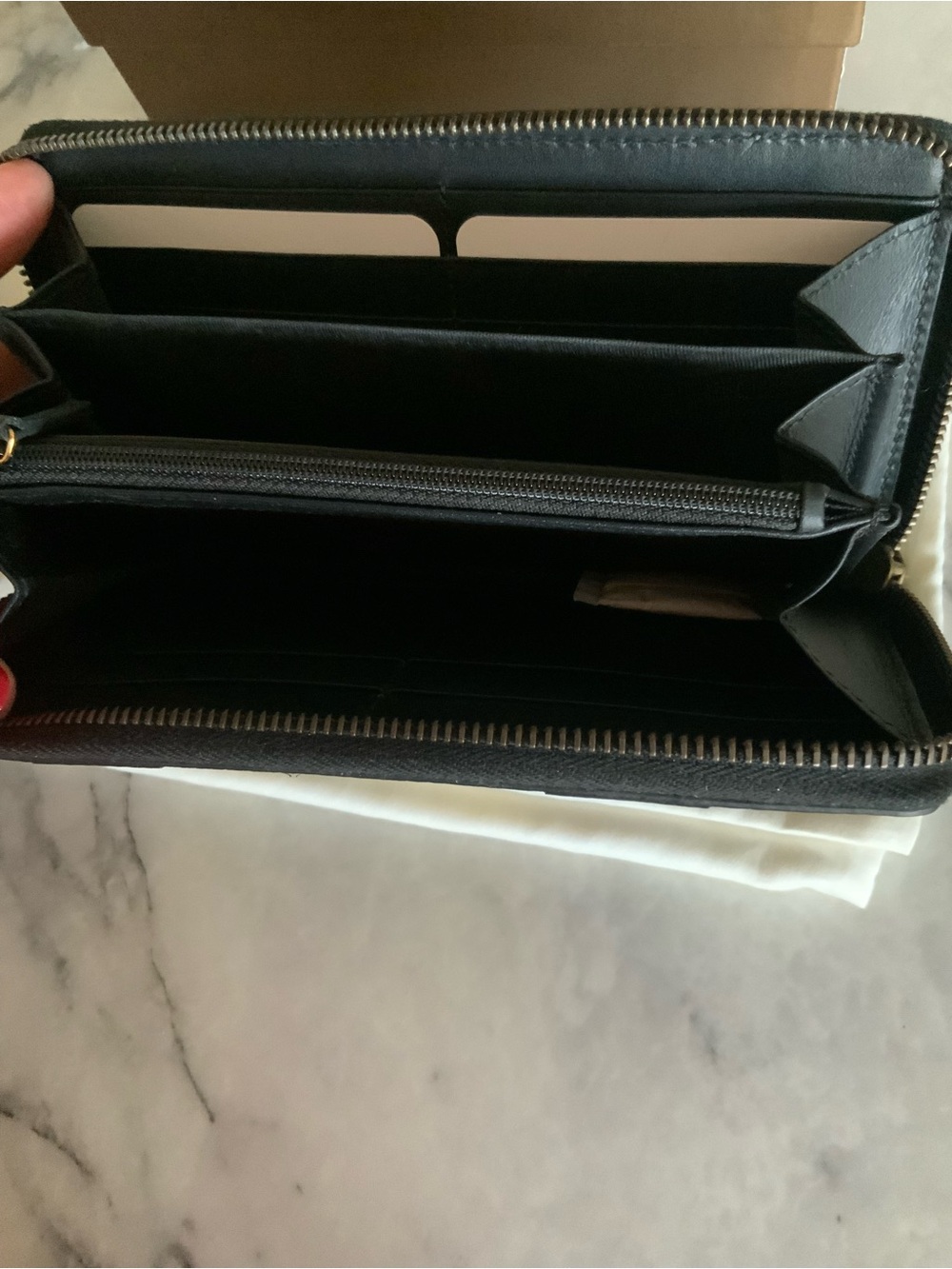 Gucci Monogram Zip Wallet in Black, Gold and Beige - Picture 7 of 14